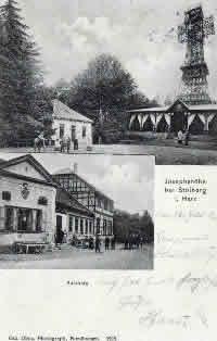 Ansichtskarte mit Josephshöhe und Auerberggaststätte nahe Stolberg/Harz